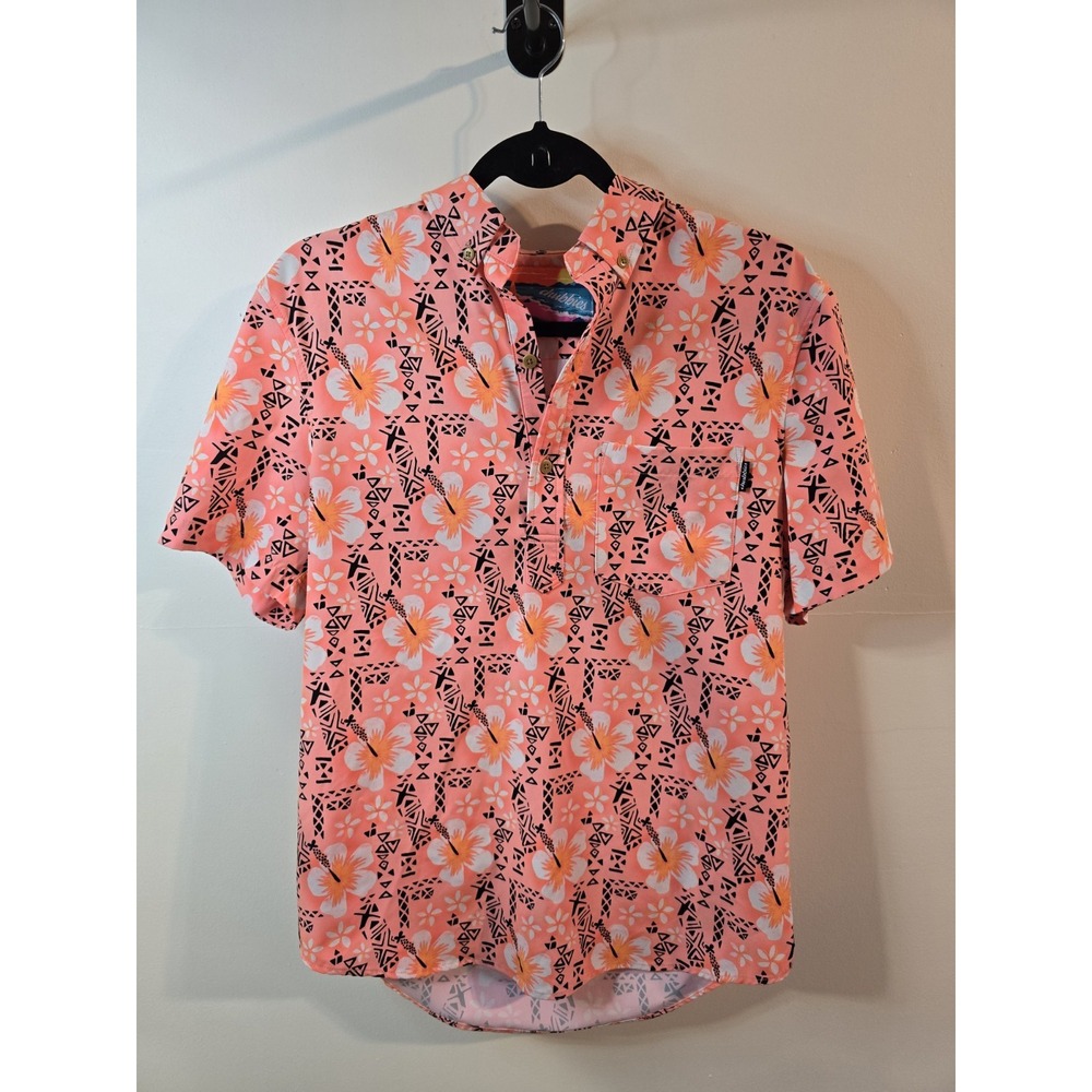 Chubbies Mens Small Hawaiian Floral Hibiscus‎ 1/4 Button Down Polo Pocket